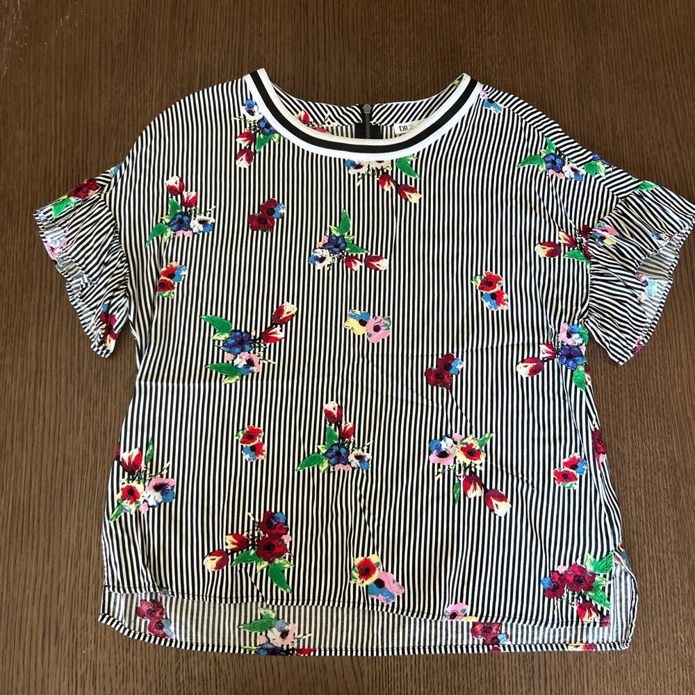 DR2 Women's Floral Striped Blouse